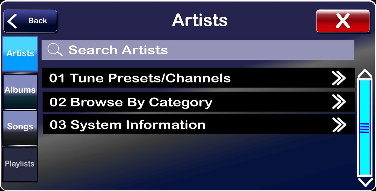 Use Subaru factory radio controls to search artists