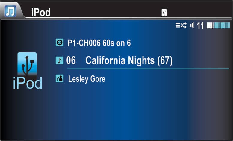 Now Playing screen on a Honda Odyssey Factory Radio with SiriusXM