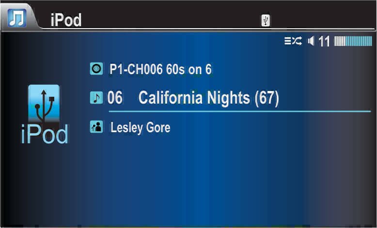 Now Playing screen on a Honda Fit Factory Radio with SiriusXM