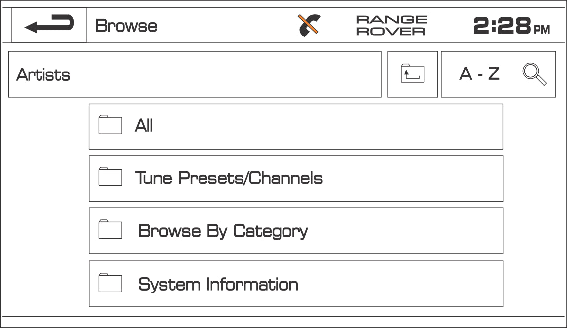 Browse Artists using Jaguar factory controls