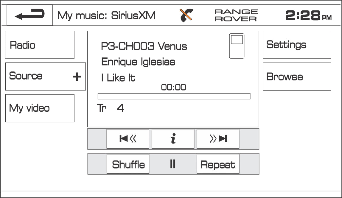 See artist, channel, song information and much more on the Jaguar E Pace Factory Radio display