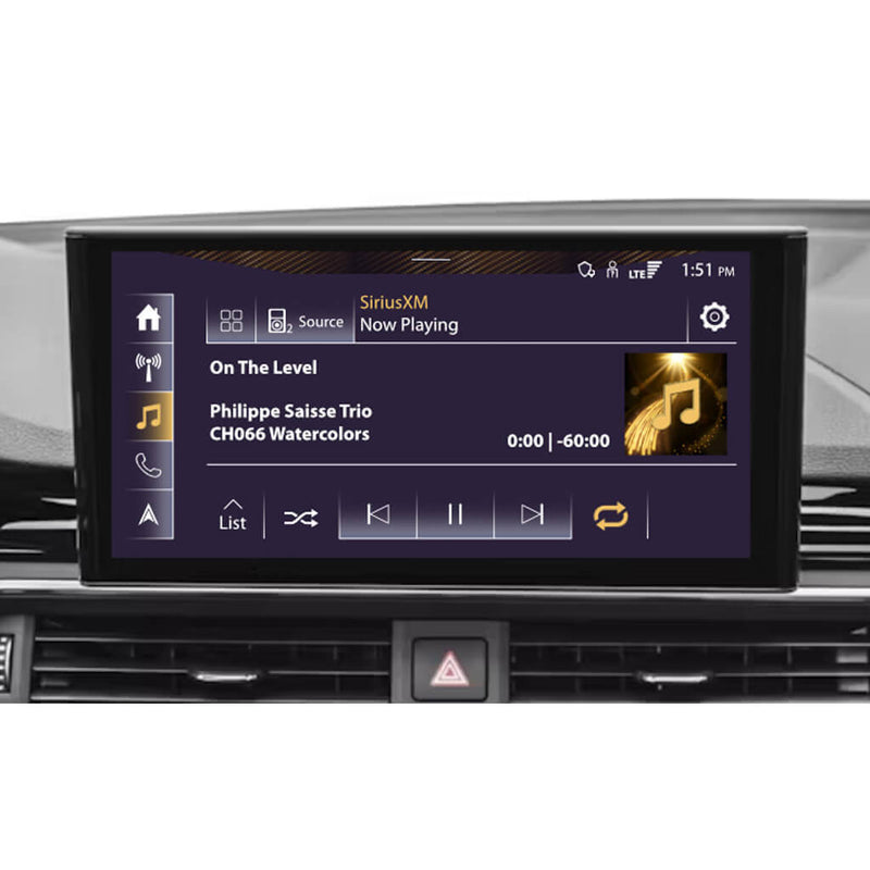 Satellite Radio in an Audi A3 showing the display