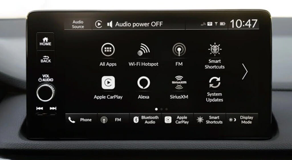 Acura ADX 2025 Audio Source Display showing SiriusXM Option