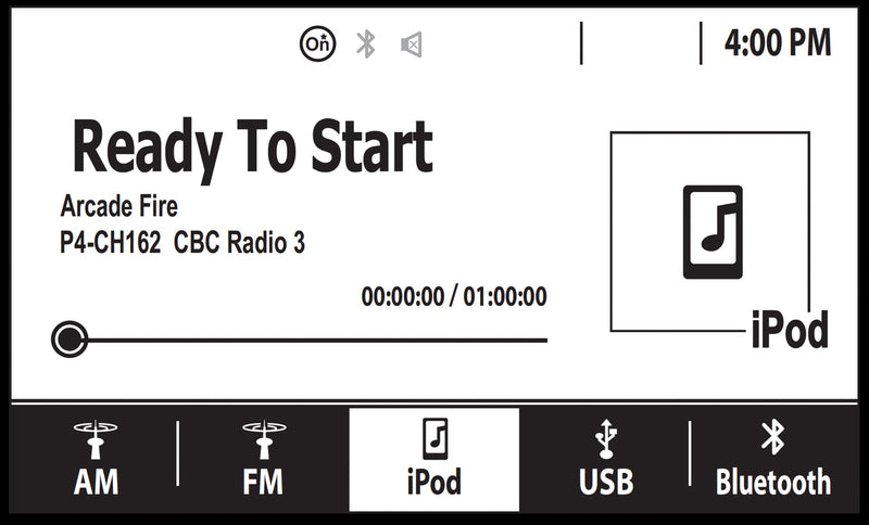 Now Playing screen on a Chevy Camaro Factory Radio with SiriusXM