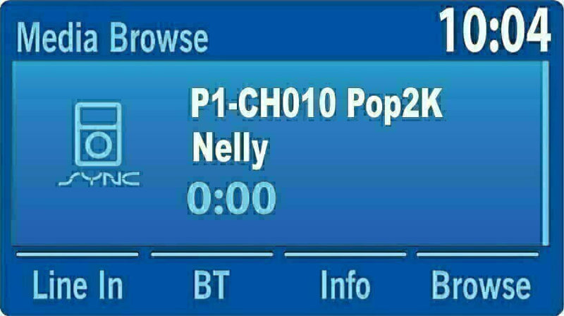 Now Playing screen on a Ford Super Duty Factory Radio with SiriusXM