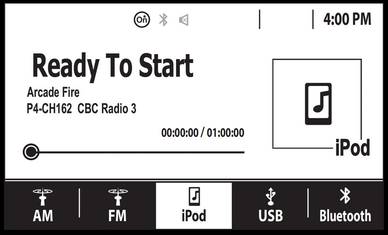 Now Playing screen on a Chevy Trailblazer Factory Radio with SiriusXM