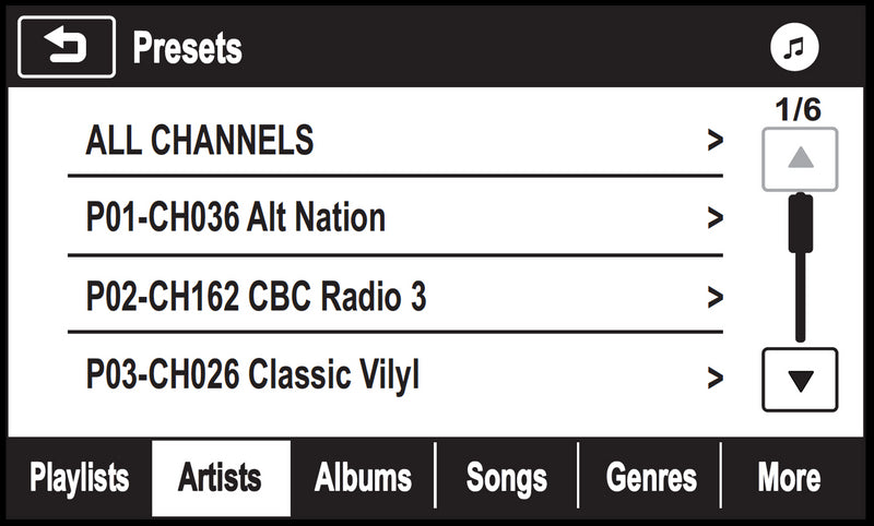 Store your favorite SiriusXM Satellite Radio channels with Chevy Factory Radio Presets
